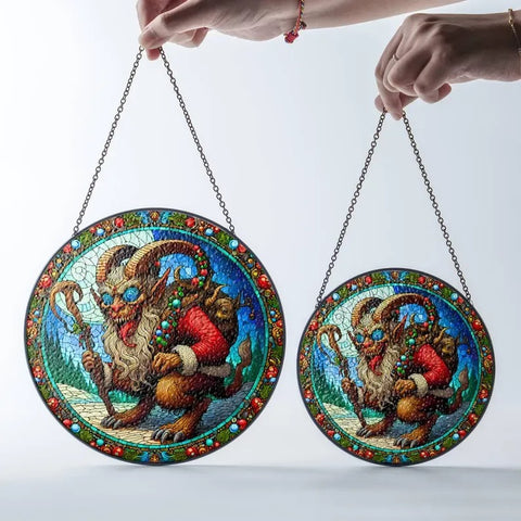 Krampus Suncatcher: Stained Glass Christmas Window Hanging