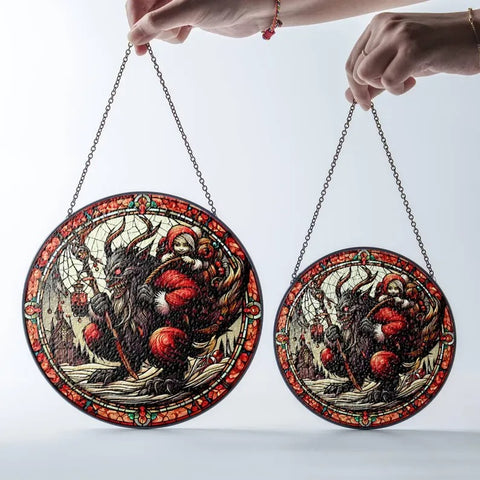 Krampus Suncatcher: Stained Glass Christmas Window Hanging