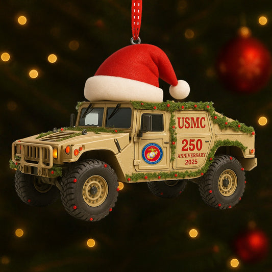 US Marine Corps 250th Anniversary Humvee Christmas Ornament