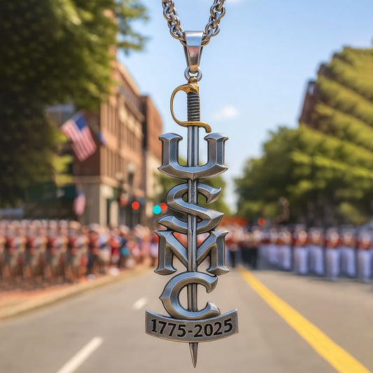 U.S. Marine Corps 1775–2025 Sword Pendant Necklace