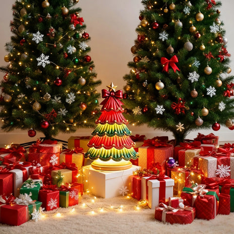 Painted Tabletop Christmas Trees Light