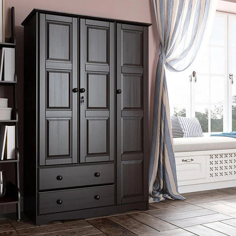 100% Solid Wood Grand Wardrobe Armoire - Mocha