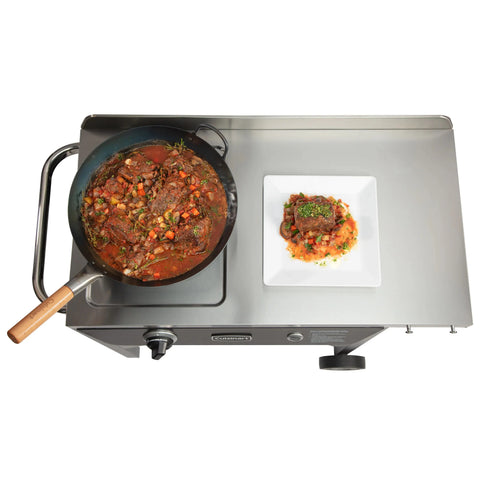 Cuisinart 锟斤拷 Outdoor Wok Station, 50,000 BTU Propane Outdoor Wok Burner w Prep Table, 14锟芥�锟斤拷 Carbon Steel Wok for Stir Fry, Searing, BBQ 锟斤拷 Black