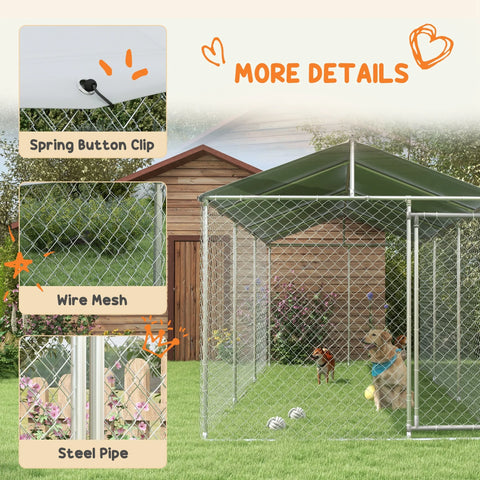 PawHut 19.7' x 7.5' x 7.5' Outdoor Dog Kennel W/ Waterproof Roof