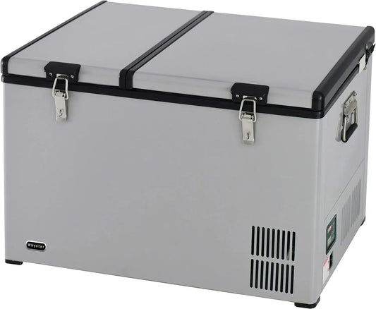 FM-65G 65 Quart Portable Refrigerator and Deep, AC 110V/ DC 12V, Real Chest Freezer for Car, Home, Camping, and RV with-8掳F to 50掳F Temperature Range, Gray, One Size