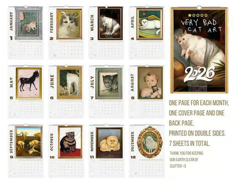 Very Bad Cat Art 2026 Calendar