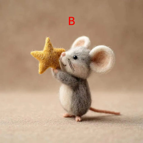 Charming Handmade Felt Mouse with Star