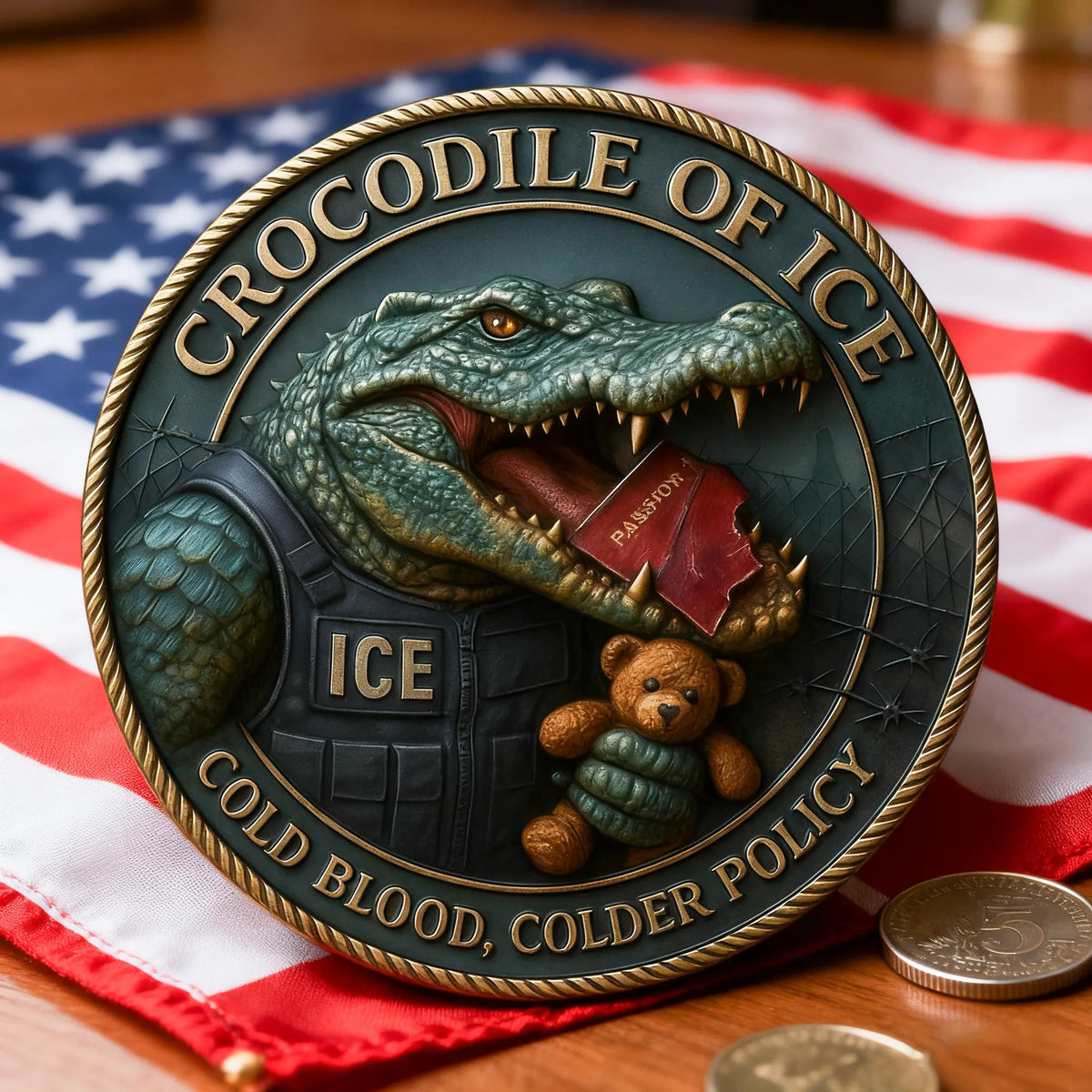 CROCODILE OF ICE – Freedom Over Fear Challenge Coin