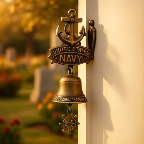 U.S. Navy Wall Bell — “HONOR • COURAGE • COMMITMENT” Anchor Crest