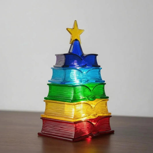 Rainbow Book Light - Stacked Christmas Tree