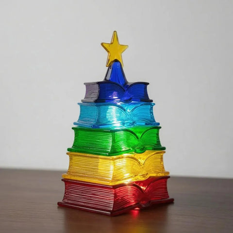 Rainbow Book Light - Stacked Christmas Tree