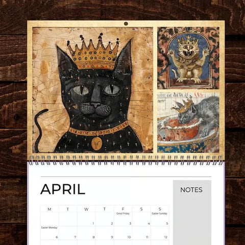 Medieval Cats with Crowns Calendar 2026