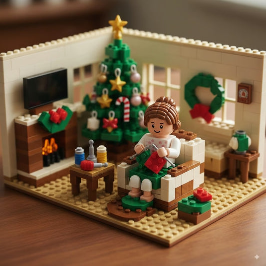 Christmas Knitting Mom Building Blocks Set