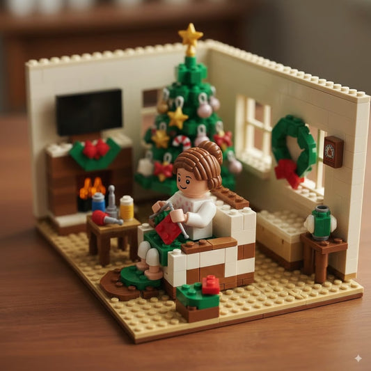Christmas Knitting Mom Building Blocks Set