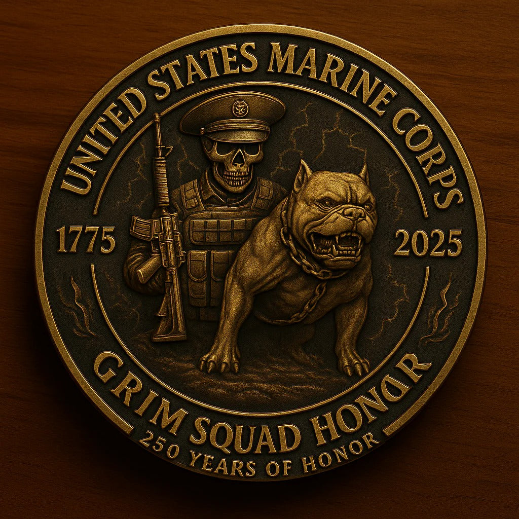 Grim Squad Honor USMC 250th Challenge Coin | 1775-2025 Tactical Edition