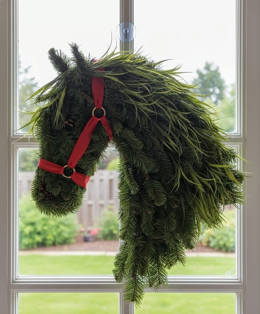 Horse Head Wreath – Rustic Farmhouse Equestrian Door Decor