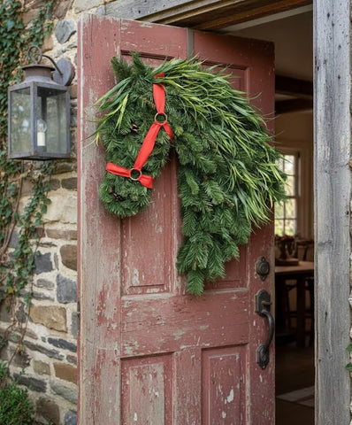Horse Head Wreath – Rustic Farmhouse Equestrian Door Decor