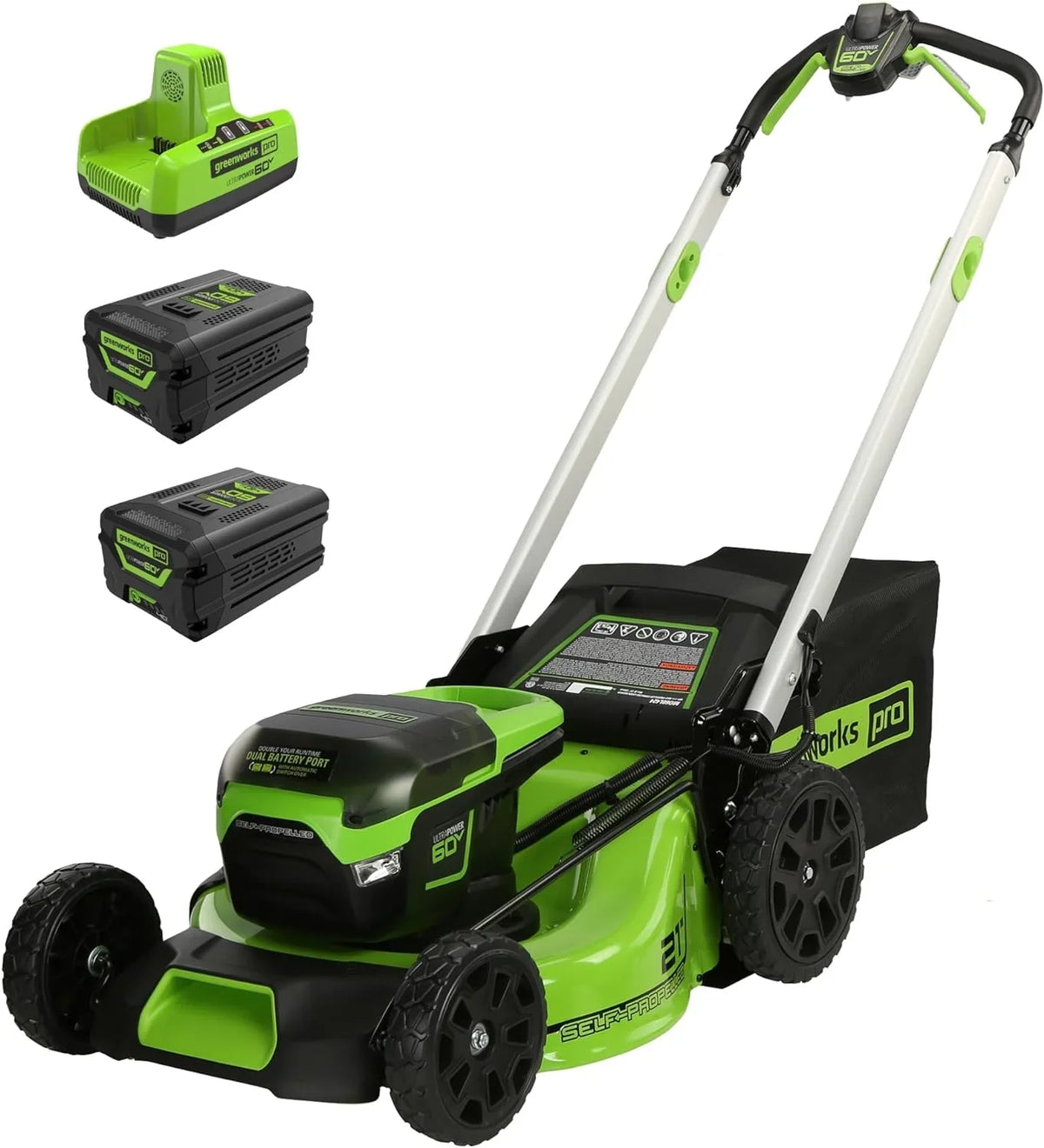 60V 21锟斤拷 Cordless (Self-Propelled) Lawn Mower , 2 x 4.0Ah Batteries and Dual Port Rapid Charger