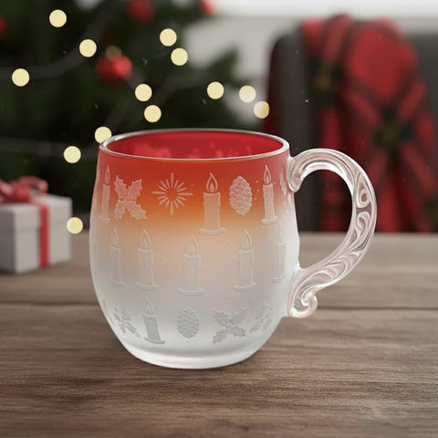 Christmas Theme Glass Cup
