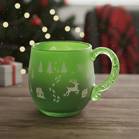 Christmas Theme Glass Cup