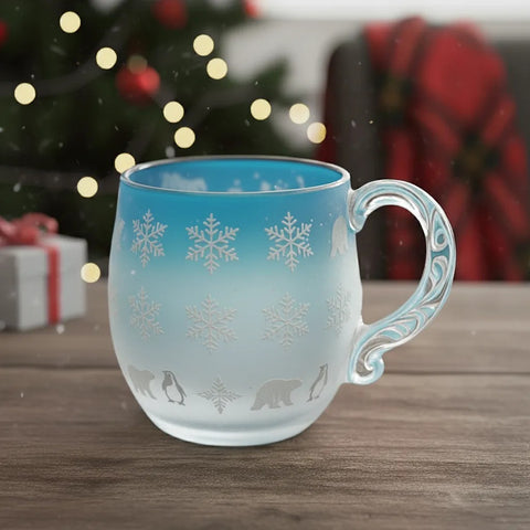 Christmas Theme Glass Cup