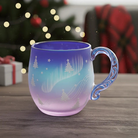 Christmas Theme Glass Cup