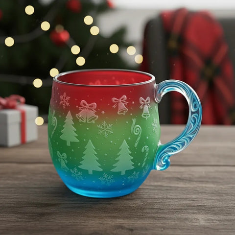 Christmas Theme Glass Cup