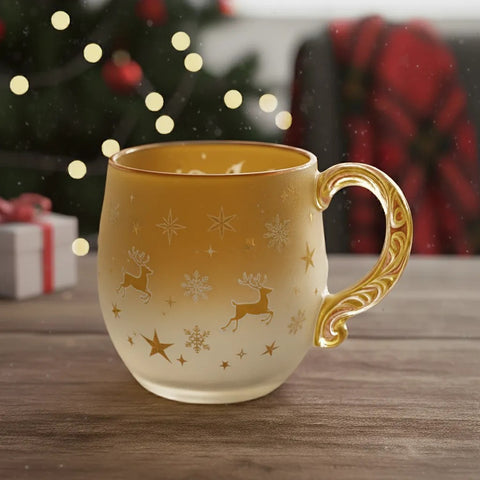 Christmas Theme Glass Cup