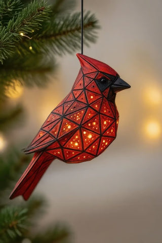 Geometric Cardinal Hanging Lantern