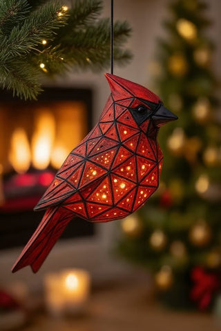 Geometric Cardinal Hanging Lantern