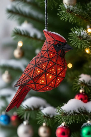 Geometric Cardinal Hanging Lantern