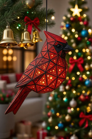 Geometric Cardinal Hanging Lantern
