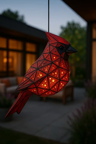 Geometric Cardinal Hanging Lantern