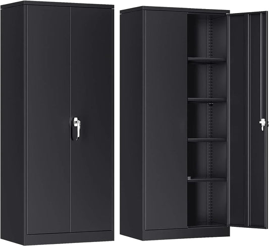 Atripark Metal Storage Cabinet with Lock, 72" Lockable Garage Tool Cabinet with Doors
