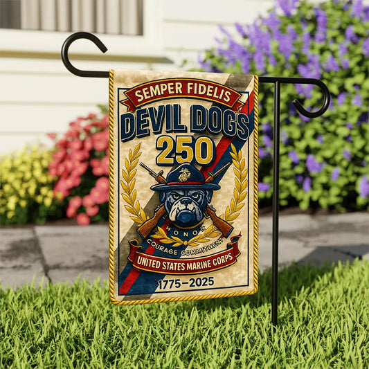 USMC Devil Dogs 250th Anniversary Garden Flag