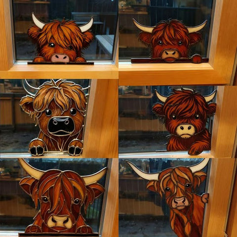 Highland Cow Adorable Window Corner Holiday Decor
