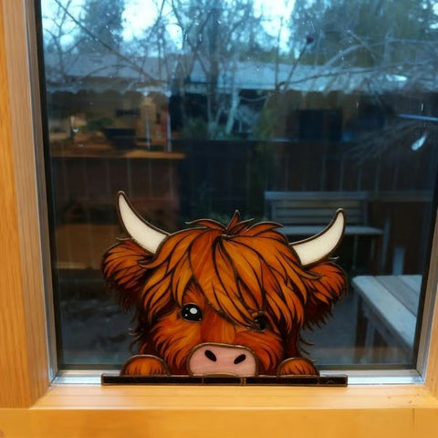 Highland Cow Adorable Window Corner Holiday Decor