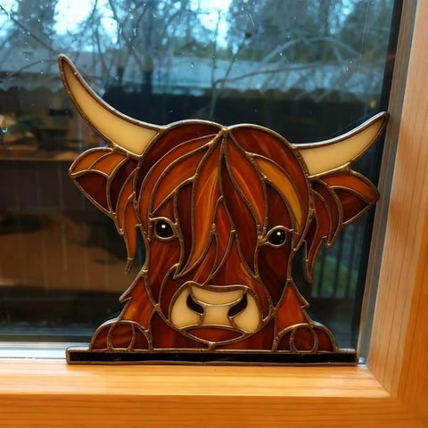 Highland Cow Adorable Window Corner Holiday Decor