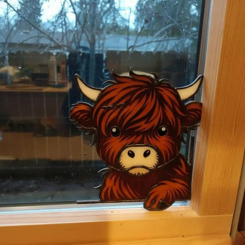 Highland Cow Adorable Window Corner Holiday Decor