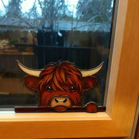 Highland Cow Adorable Window Corner Holiday Decor