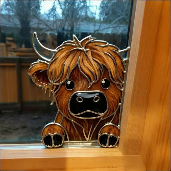 Highland Cow Adorable Window Corner Holiday Decor