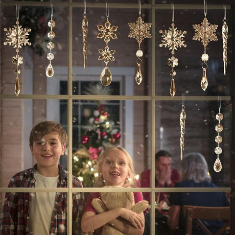 18 PCS Crystal Snowflake Ornaments For Christmas Tree