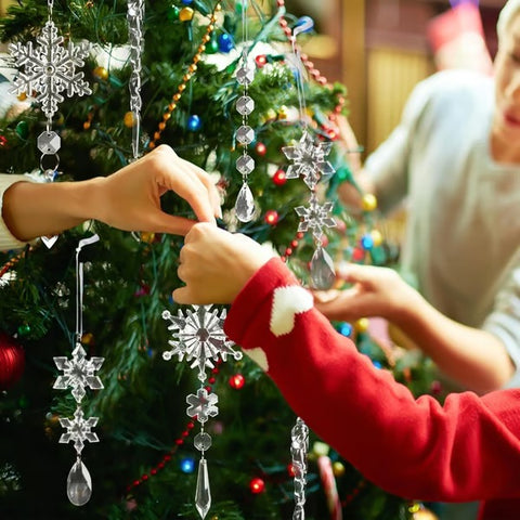 18 PCS Crystal Snowflake Ornaments For Christmas Tree