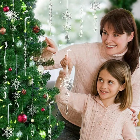 18 PCS Crystal Snowflake Ornaments For Christmas Tree