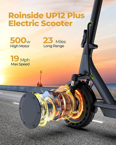 Electric Scooter - 8.5" Solid Tires, 350W Motor, Up to 19 MPH and 21-23 Miles Long-Range Portable Foldable Commuting Scooter for Adults with Double Braking System and App