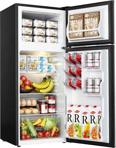 EUHOMY 3.2 Cu.Ft Mini Fridge with Freezer �� 2-Door Compact Refrigerator for Bedroom, Dorm, Office or Apartment, Silver