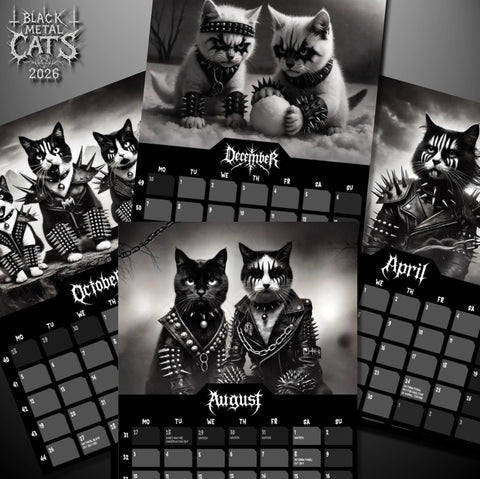 Black Metal Cats 2026 - Wall Calendar 2026