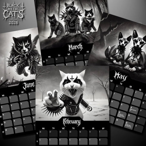 Black Metal Cats 2026 - Wall Calendar 2026