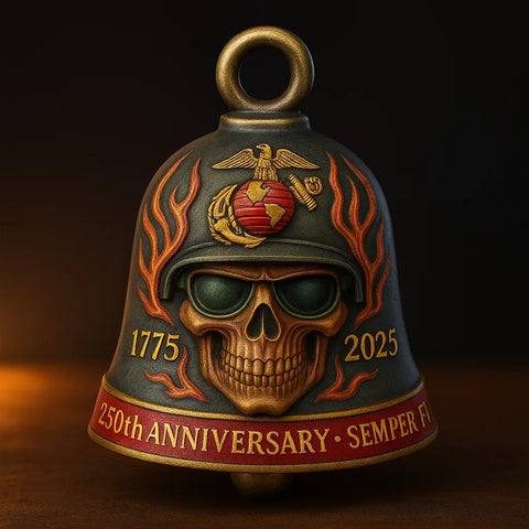 USMC Anniversary Bell Ornament — “1775–2025 · Semper Fi”