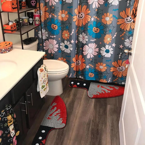 Halloween Scream Knife Throw Rug